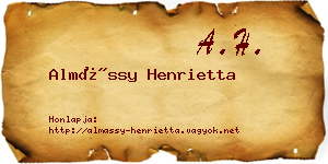 Almássy Henrietta névjegykártya